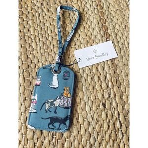 NWT Vera Bradley Luggage Tag‎ Travel ID Holder Cute Cats Meow Pattern Blue